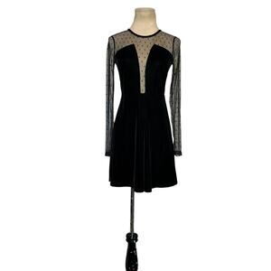 Forever 21 Black Sheer Suede Long Sleeve Mini Dress size Small